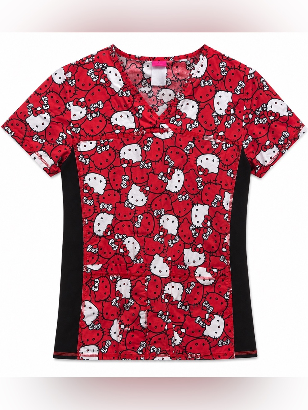 Hello Kitty Red and Black Printed Scrub Top